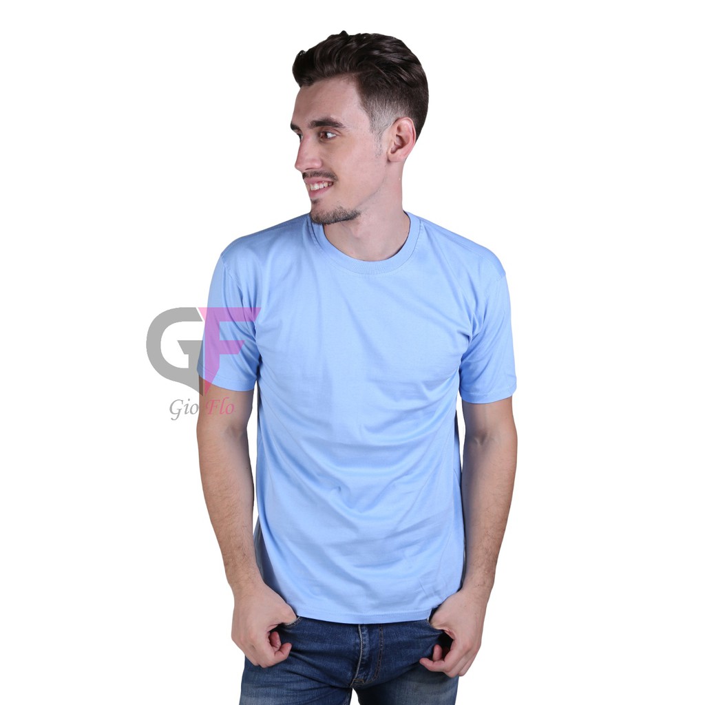 GIOFLO Kaos Pria T Shirt Lengan Pendek Smart Casual Biru Baby / PLS 20