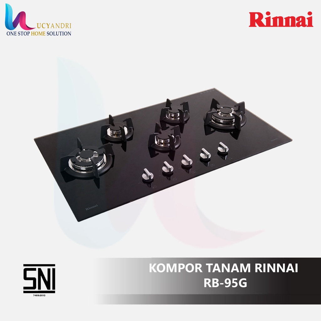 Kompor Tanam Rinnai RB 95 G/Kompor Tanam Rinnai RB 95 G kaca 5 tungku