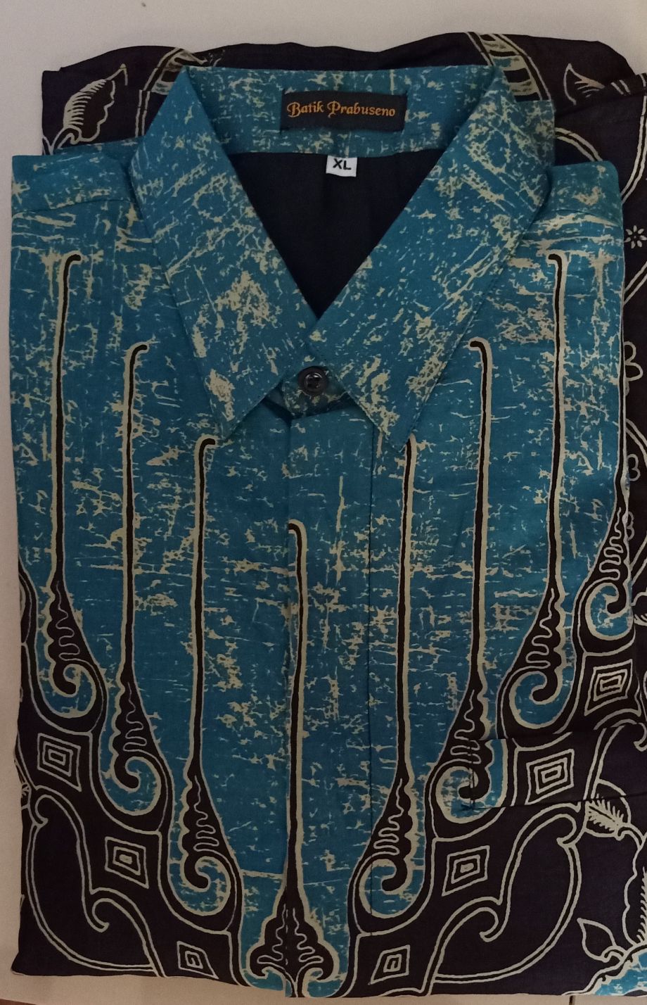 Prisai Ijo Kemeja Batik Pria Lengan Panjang Slimfit Katun Printing Hem Baju Atasan Kantor Modern