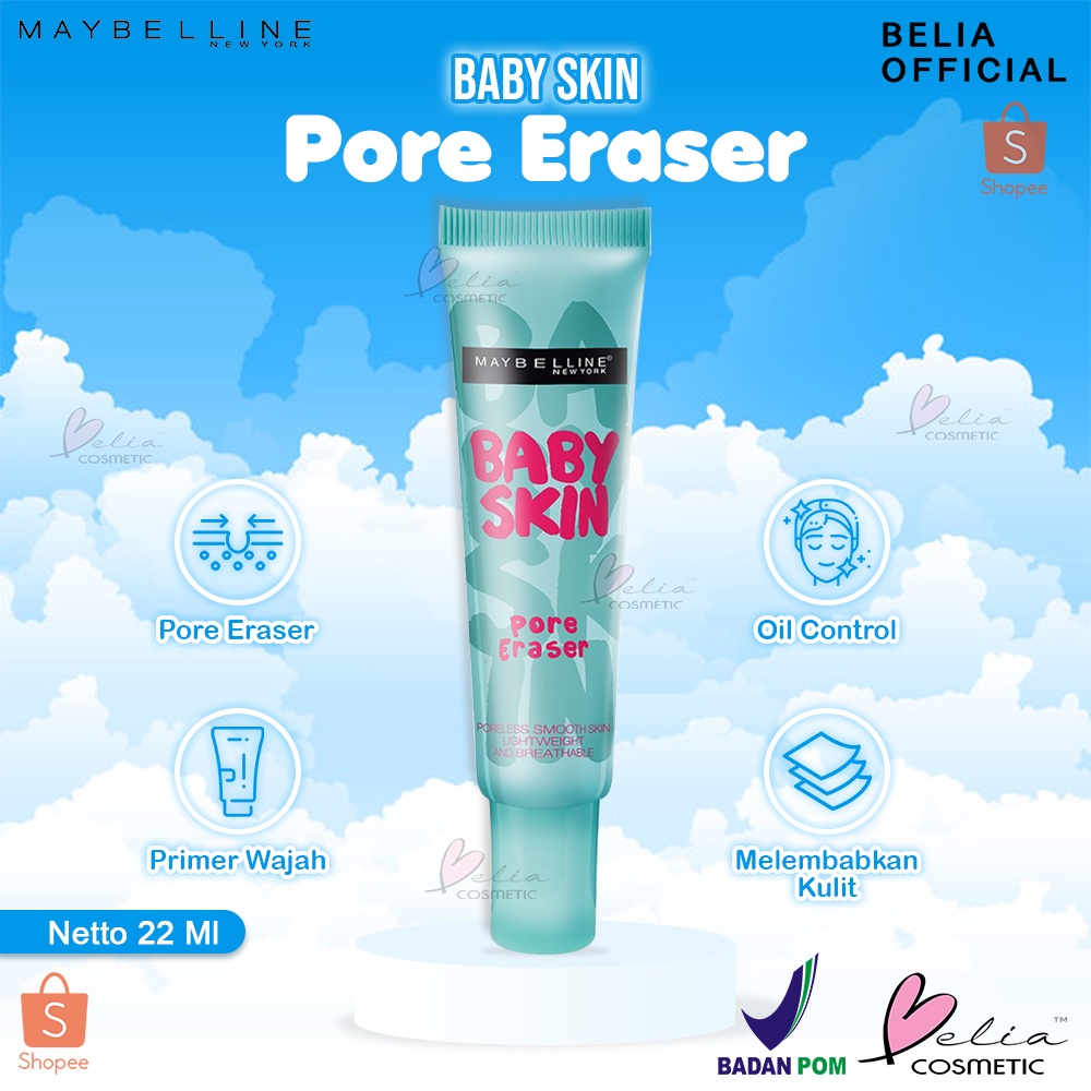 ❤ BELIA ❤ MAYBELLINE Baby Skin Pore Eraser | Primer | Oil Control | BPOM