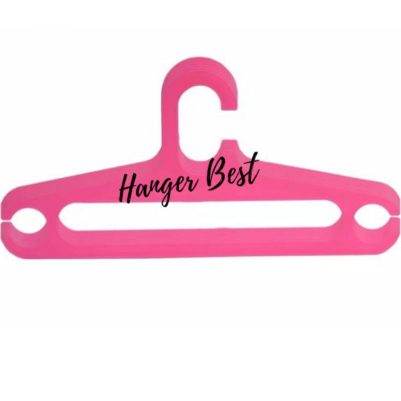 Hanger Plastik 17 Inch Pink | Gantungan Baju Plastik Elastis 1 Lusin