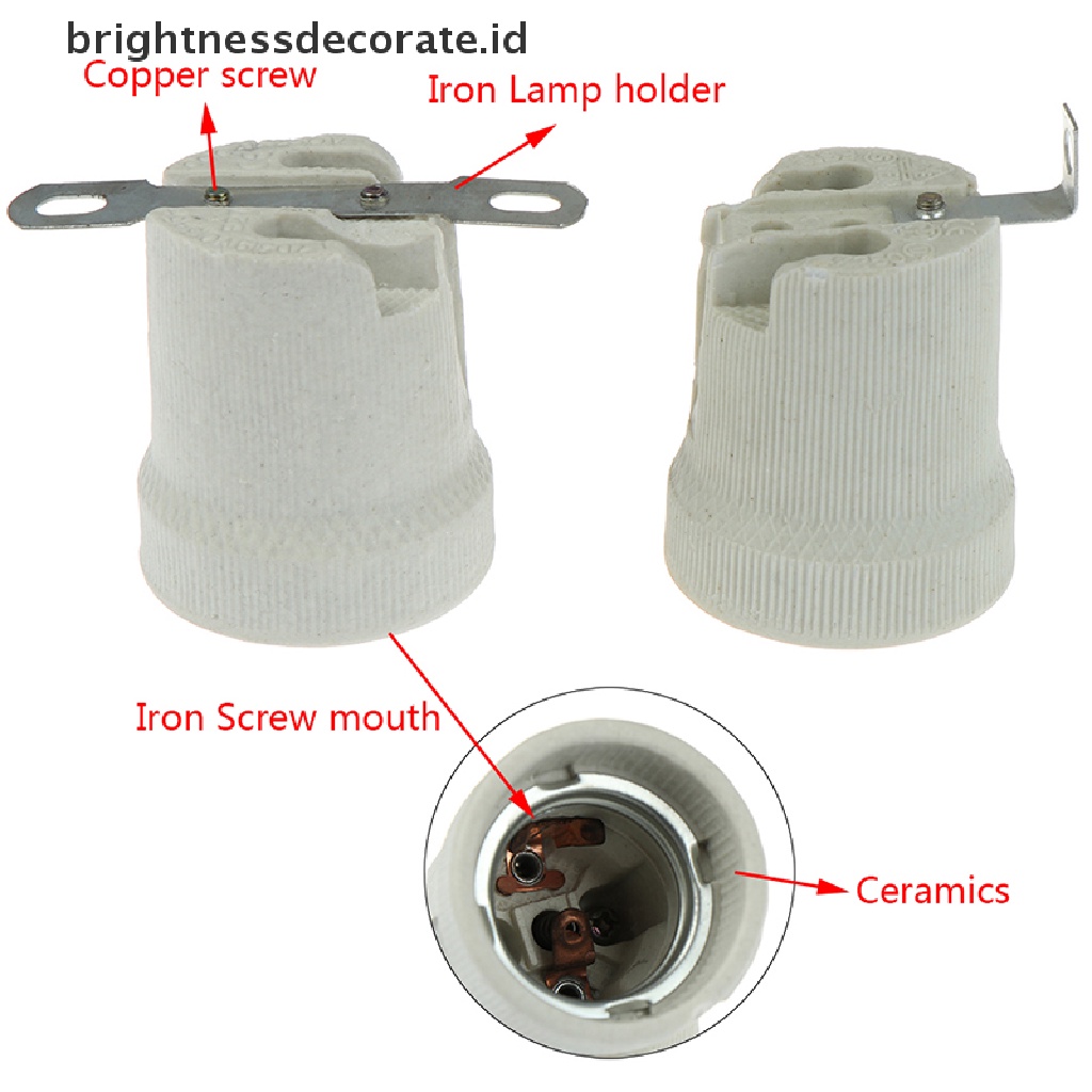 (Birth) Adaptor Fitting Bohlam Lampu E27 Bahan Keramik Tahan Panas