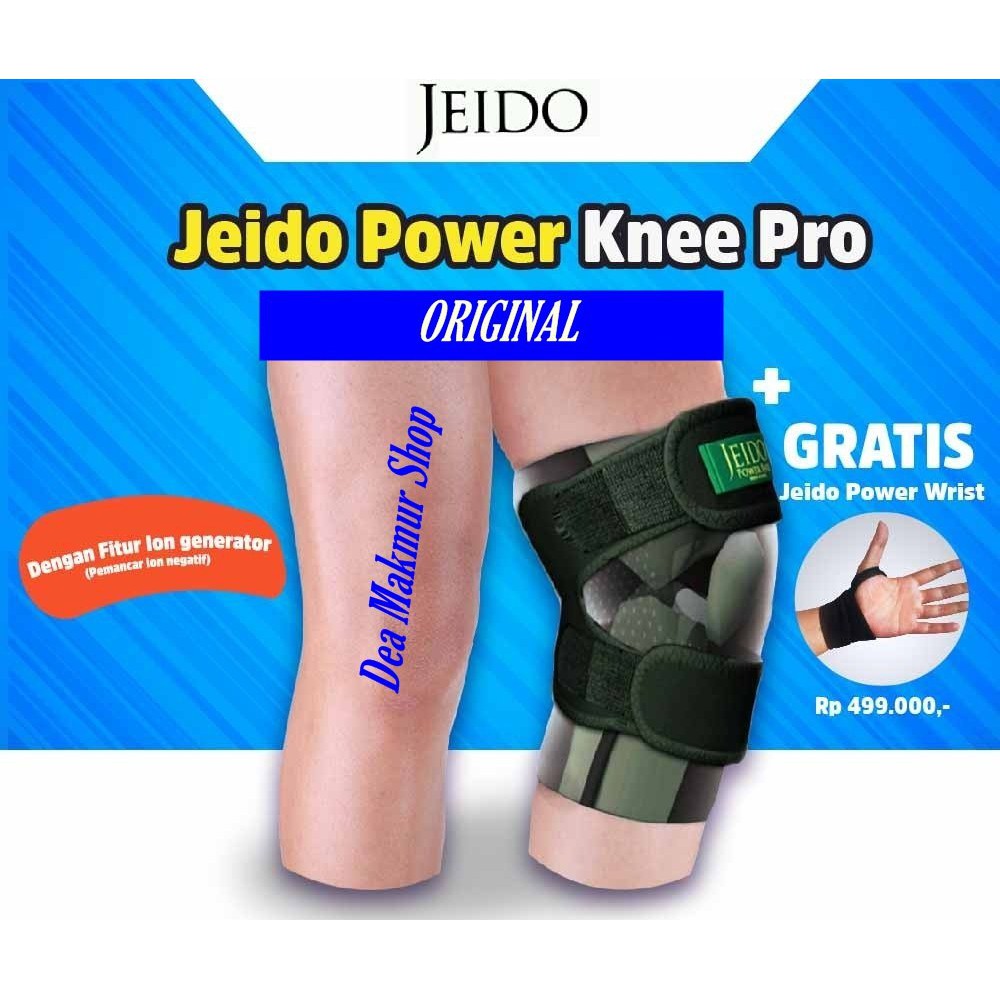 Deker Lutut Jeido Power Knee Pro Ion Size M   Alat Terapi Lutut   BONUS Jeido Power Wrist Original