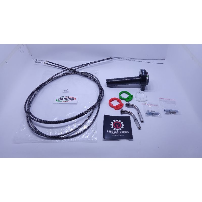 Gas Spontan DOMINO + L Gas Cnc + 2 Kabel Gas Serat Sonic Satria fu Vixion Vario Beat Scoopy Nmax