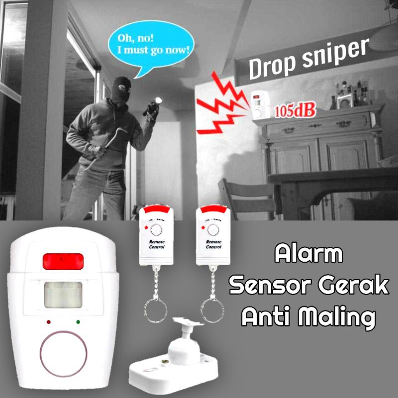 Alarm Anti Maling PIR Sensor Gerak 2 Remote Alat Pengaman Toko warung dan lainnya