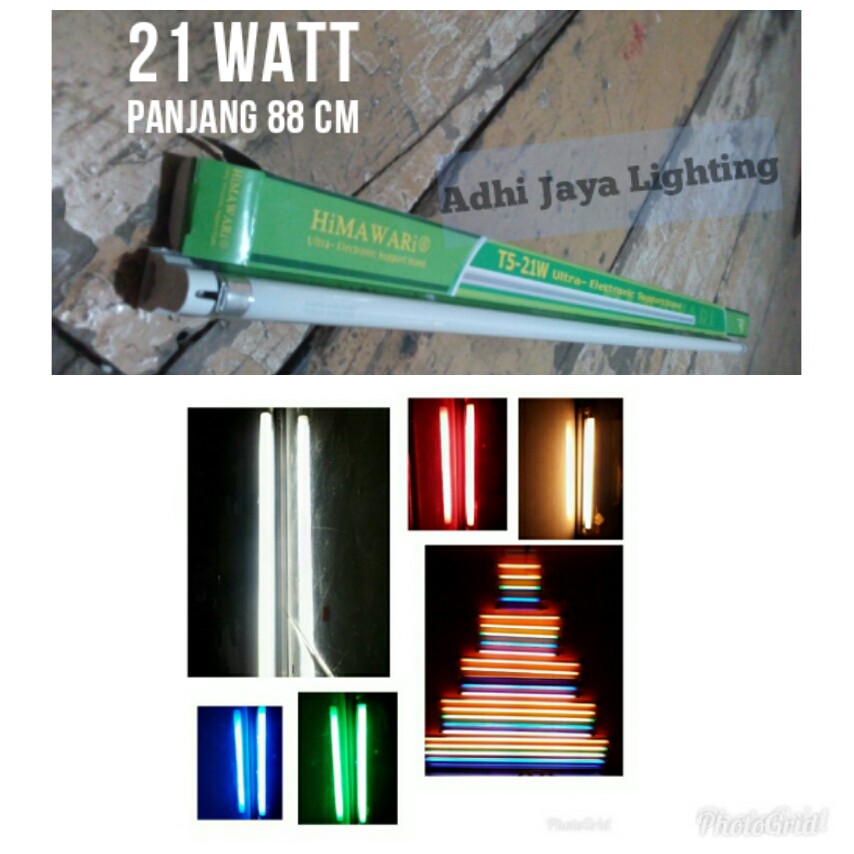 Obral Lampu TL Slim T5 Himawari 21 Watt Merah / Kuning / Hijau / Biru / Putih Termurah