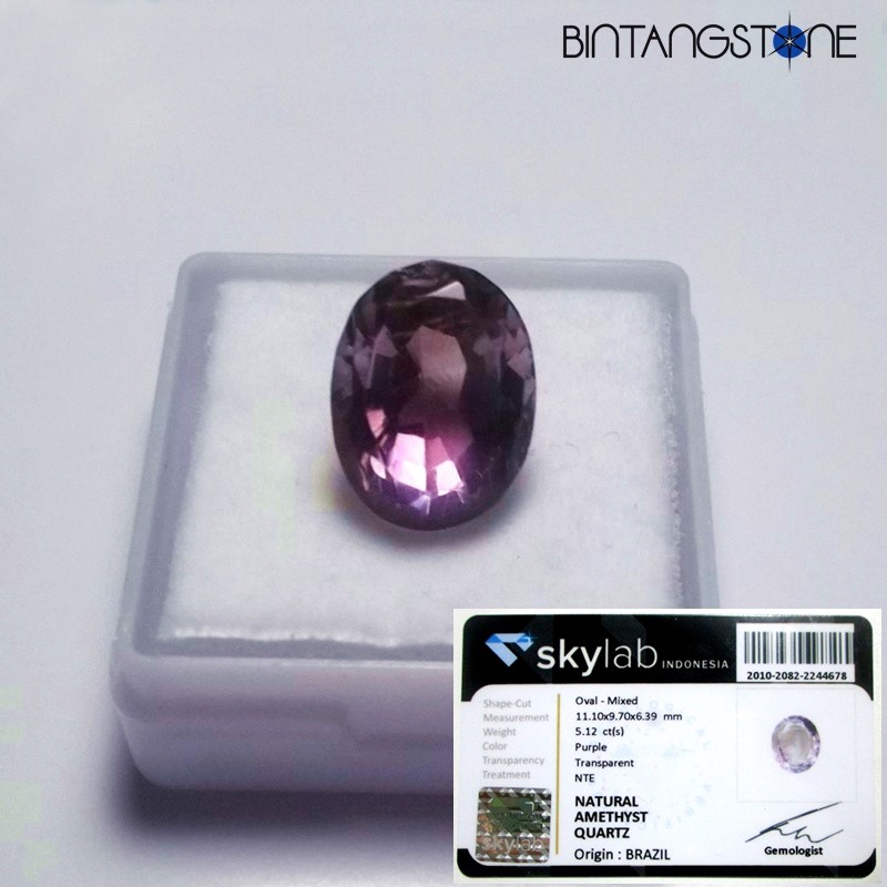 Amethyst Brazil VVS 6.90 Cts Batu Cincin Kecubung Ungu Cutting Asli Brazil Bening Transparent Quartz