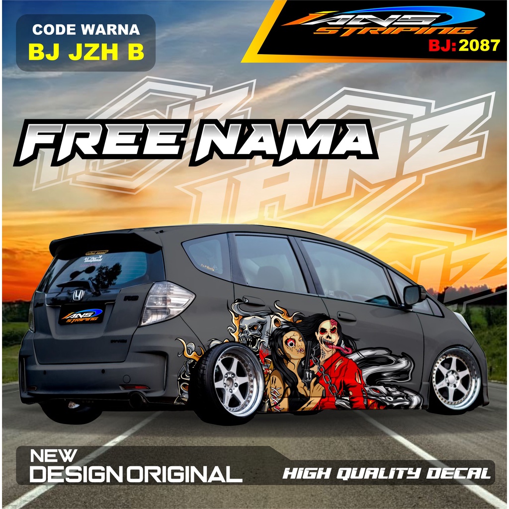 STICKER  MOBIL HONDA JAZZ BRIO AGYA AYLA / VARIASI STICKER BODY SAMPING MOBIL BRIO MOBIL JAZZ / STIKER MOBIL