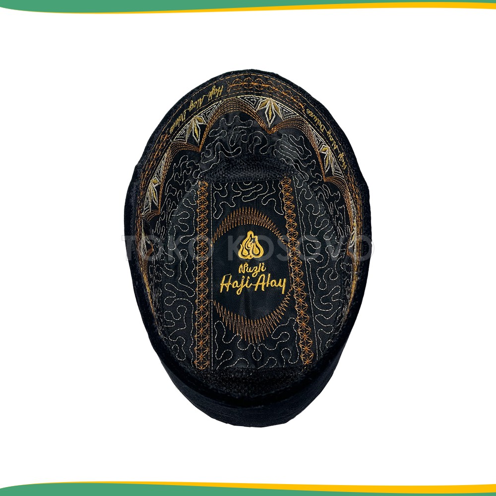 Songkok Premium HAJI ALAY DELUXE AC JUMBO Tinggi 7 8 9 10 Peci Sholat Bludru Anak Laki Pria Dewasa Santri Pesantren Kopiah Haji Solat Pendek Full Beludru Hitam Polos Kopyah Shalat Motif Bordir Batik Nama Non 6 NU Kopeah Bulat Putih Susun Nasional Original