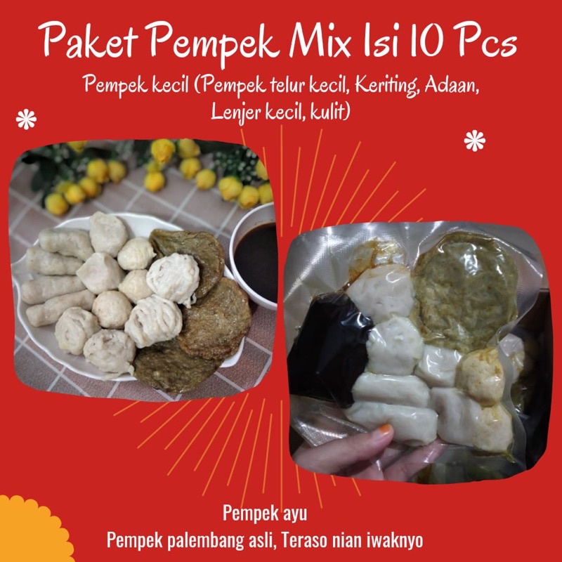 

Pempek Palembang Asli paket Mix Isi 10 Pcs