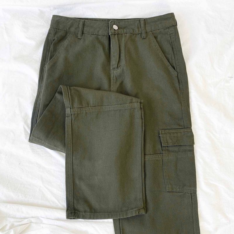 Cargo Highwaist Wanita Long Cargo Pants Army Size XS - XXXL(27-38) American drill