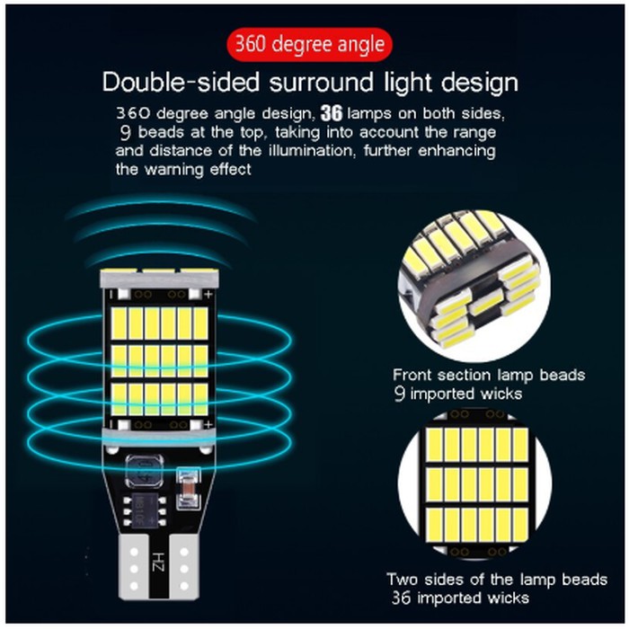 Lampu Led Mundur T10 T15 45 LED Canbus Super Terang