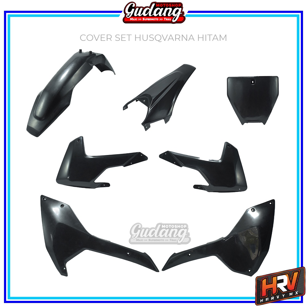 Cover Set Trail Costum HRV HUSQVARNA Supermoto Hitam Putih