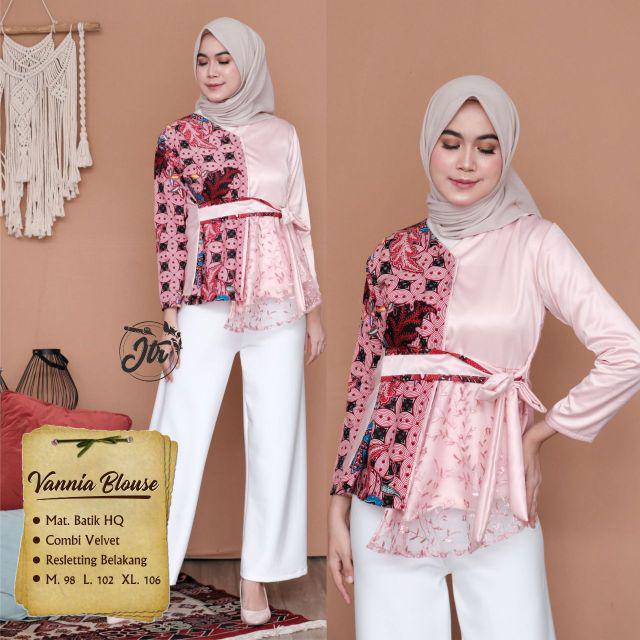 tey-17 Batik wanita ASJ SA HRB026 Kenongo Kemeja Tosca Pendek-D