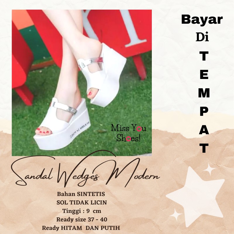 SELOP HAK TINGGI 9CM // SENDAL WANITA WEDGES SANDAL SELOP TINGGI HAK PENUH EMPUK KEKINIAN BANGE