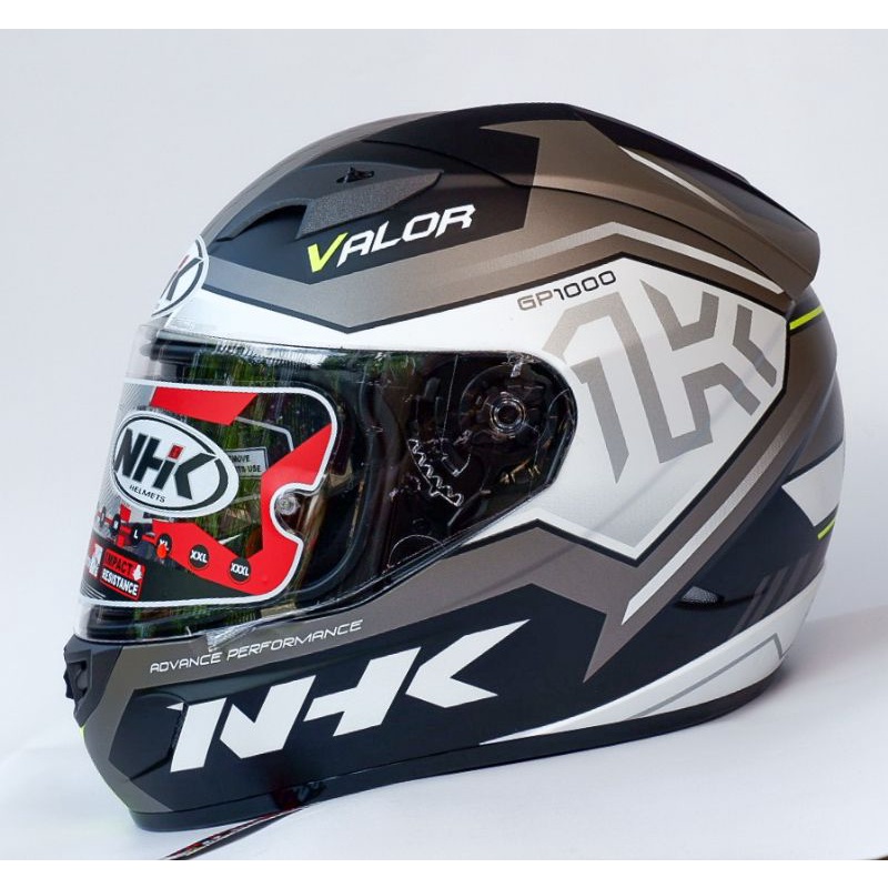 HELM FULLFACE NHK GP1000 MOTIF VALOR BLACK SILVER WHITE DOFF