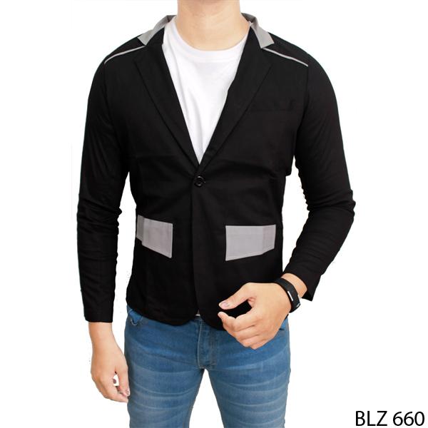 Blazer For Man Streetch Hitam Kombinasi - BLZ 660