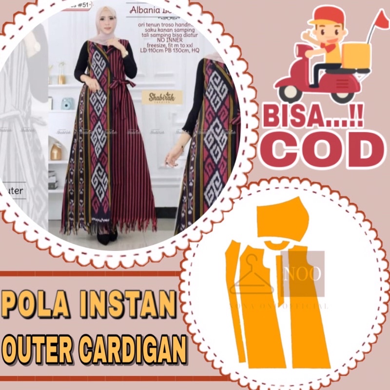 BISA COD✔️ Pola instan outer/cardigan panjang LD : 104 - Pola jahit / pola jiplak cardigan tinggal j