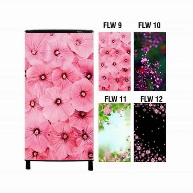 Stiker kulkas 1 pintu motif bunga2, termurah, terlaris