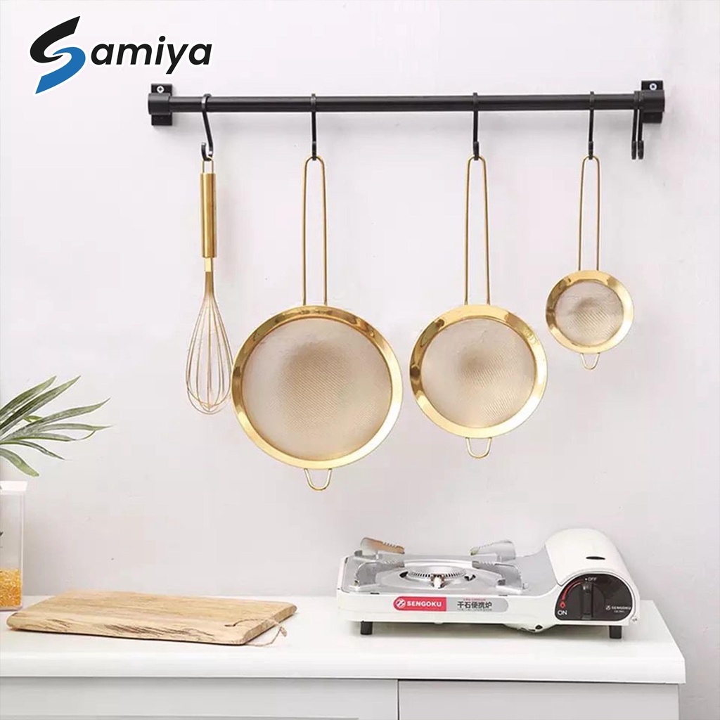 saringan masak dapur minyak tepung serbaguna / kitchen oil strainer premium stainless 304 rosegold gold satuan