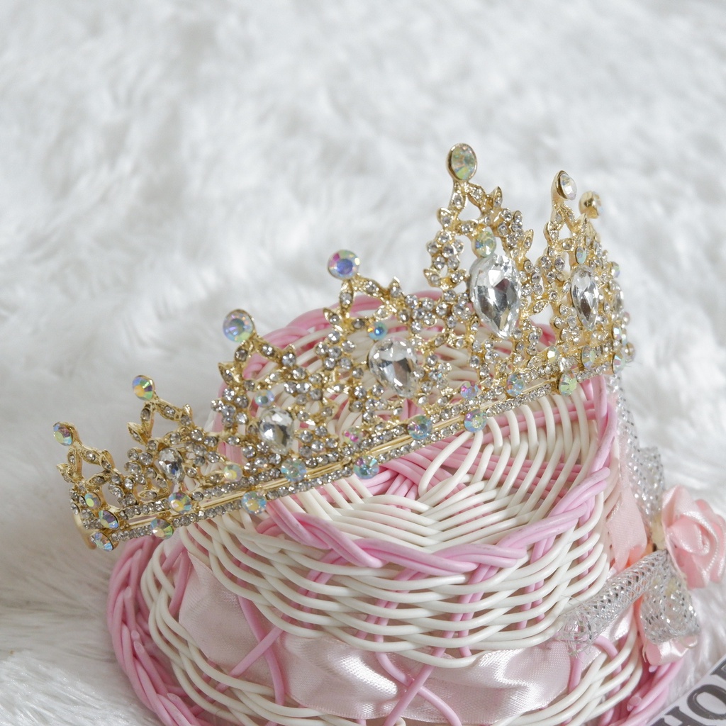 mahkota  tiara  bridal  pelangi  gold