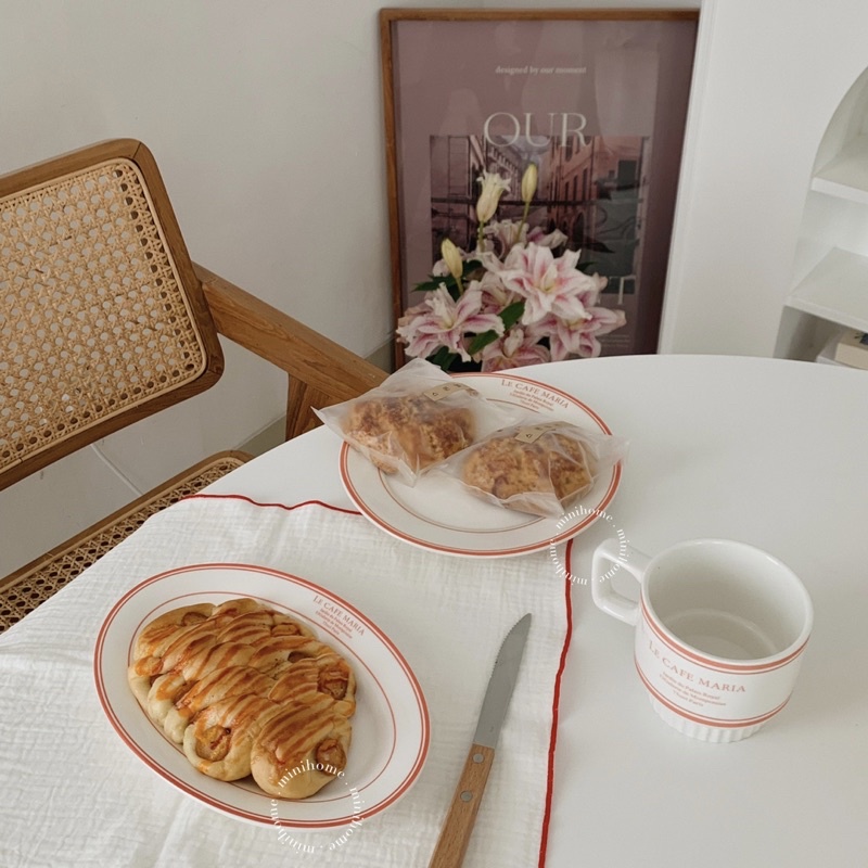 LE CAFE Plate Glass Piring Oval Gelas Aesthetic Korean Homecafe Minimalis Cangkir Kopi Teh Mug Susu Pajangan Prop Foto Dekorasi Alat Makan Food Blogger Tulisan Toast Piring Oval Bulat Vintage Retro Set Alat Makan Polos Unik High Quality French Wording