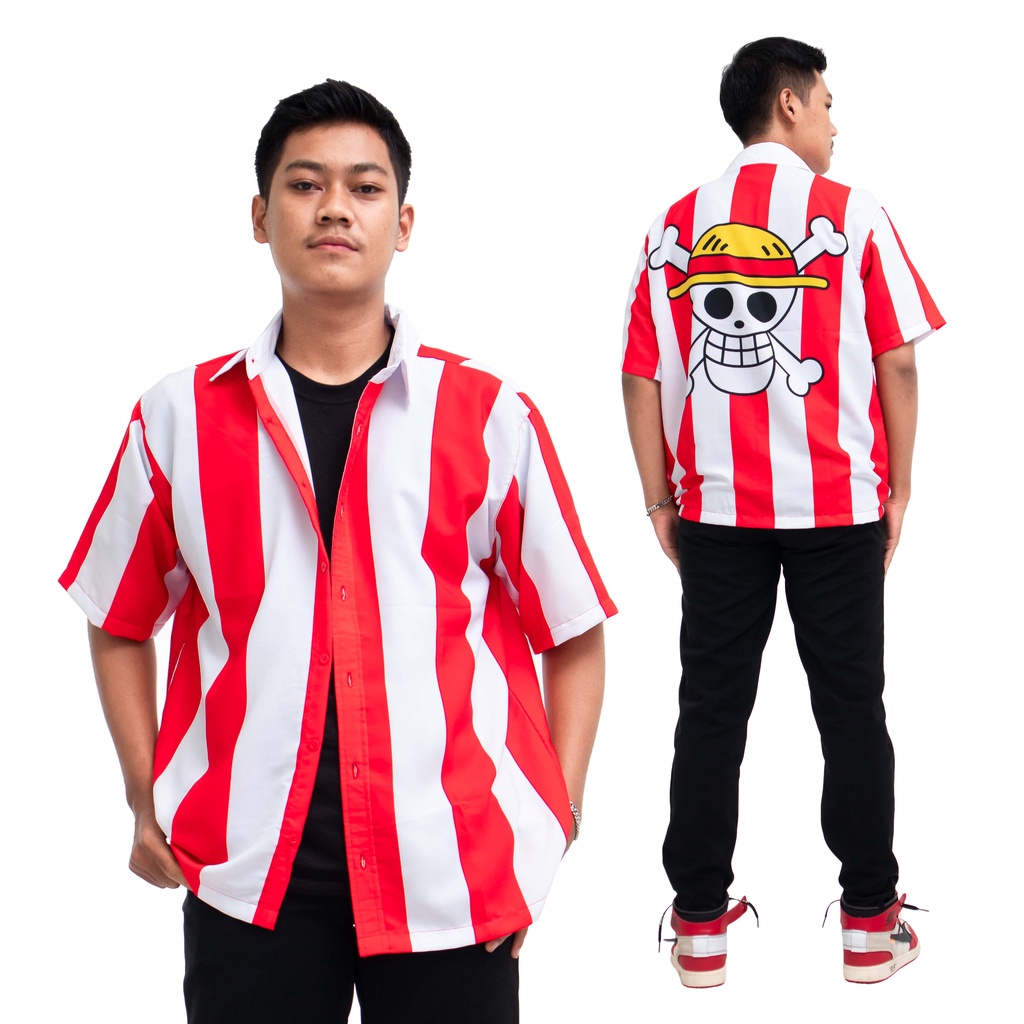 KEMEJA FULLPRINT ONE PIECE LUFFY STRIP