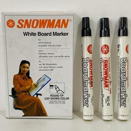 SPIDOL SNOWMAN WHITE BOARD MARKER NO.BG-12 TINTA HITAM / 1 BOX 12 PCS