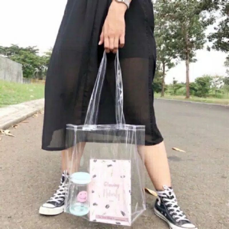 Transparant tote bag tas transparan tas shoulder handbag bening