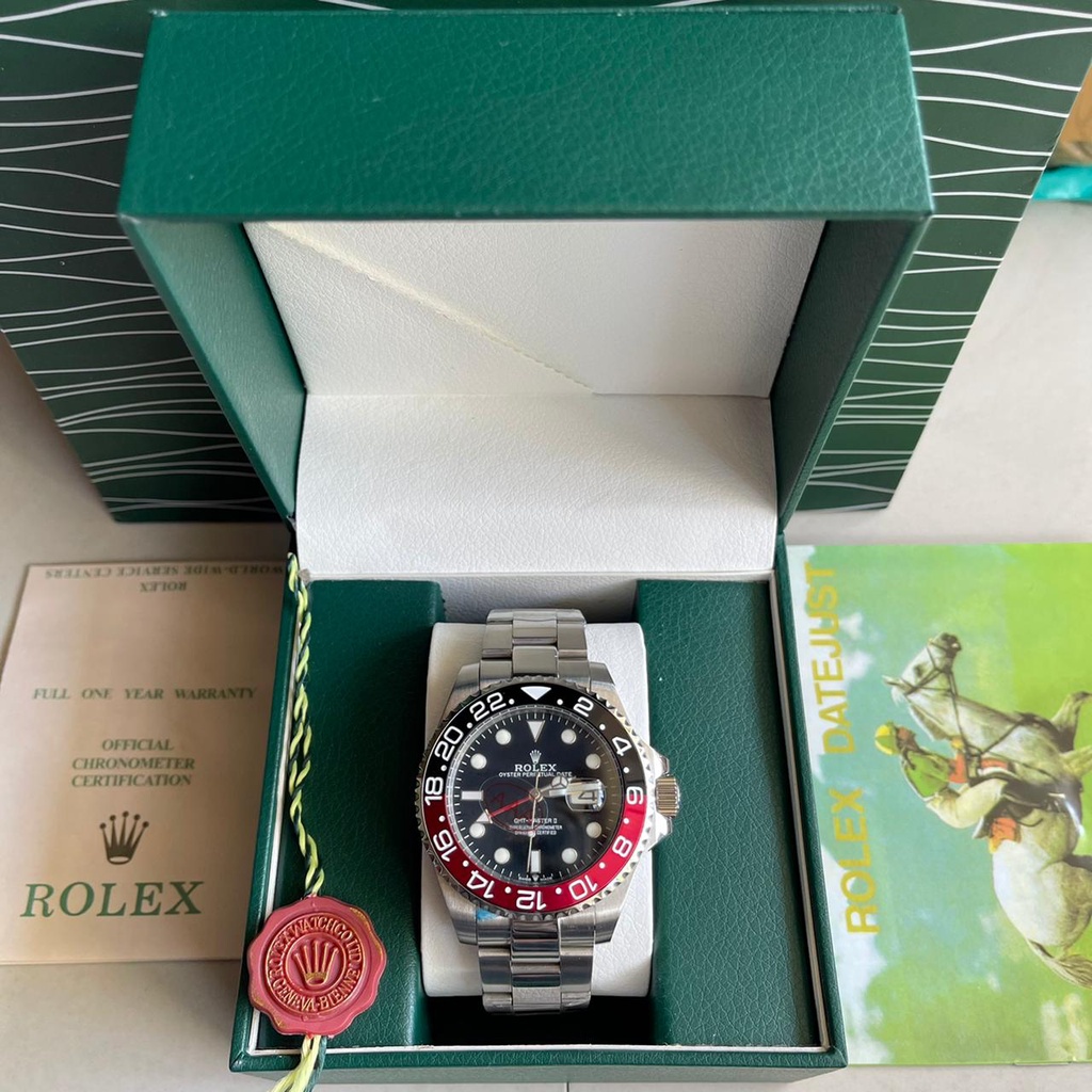 jam automatic rolex GMT MASTER II plus box original paperbag dan dokumen