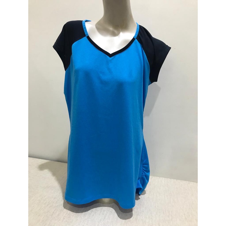 KAOS WANITA NIKE DRI-FIT ORIGINAL PRELOVED BAHAN POLYESTER WARNA BIRU HITAM SIZE L