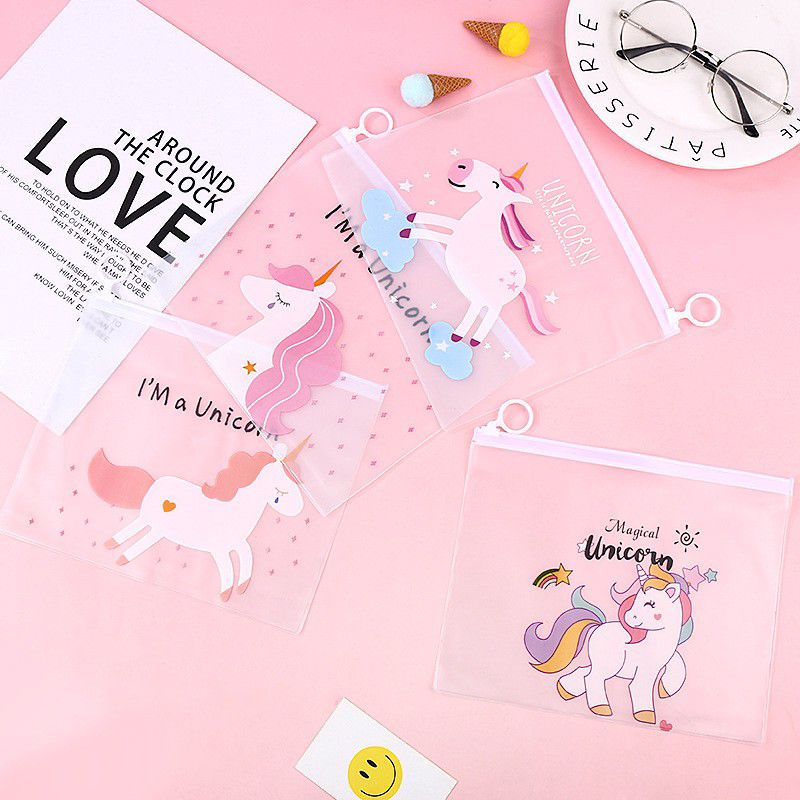 Pouch Transparan Motif Unicorn Pink Panther Rabbit Untuk Masker Kosmetik