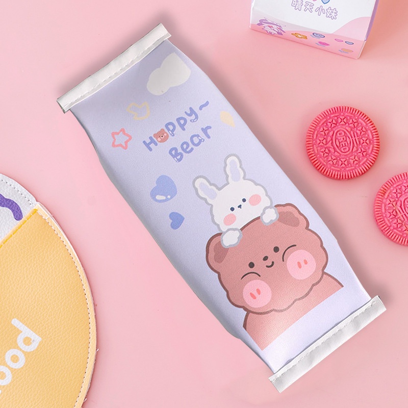 MURMURE.ID | TEMPAT PENSIL UNIK MILK COOKIES KOTAK PENSIL BUNGKUS JAJAN CIKI SNACK PC039-HAPPY BEAR