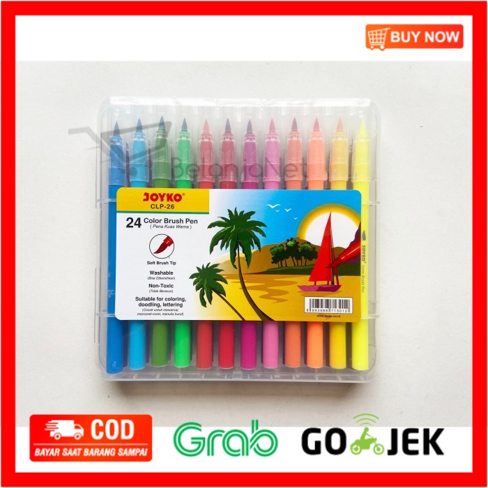 

(BISA COD) Color Brush Pen | Pen Kuas Warna Joyko 24 warna CLP-26 | Dapat Dicuci