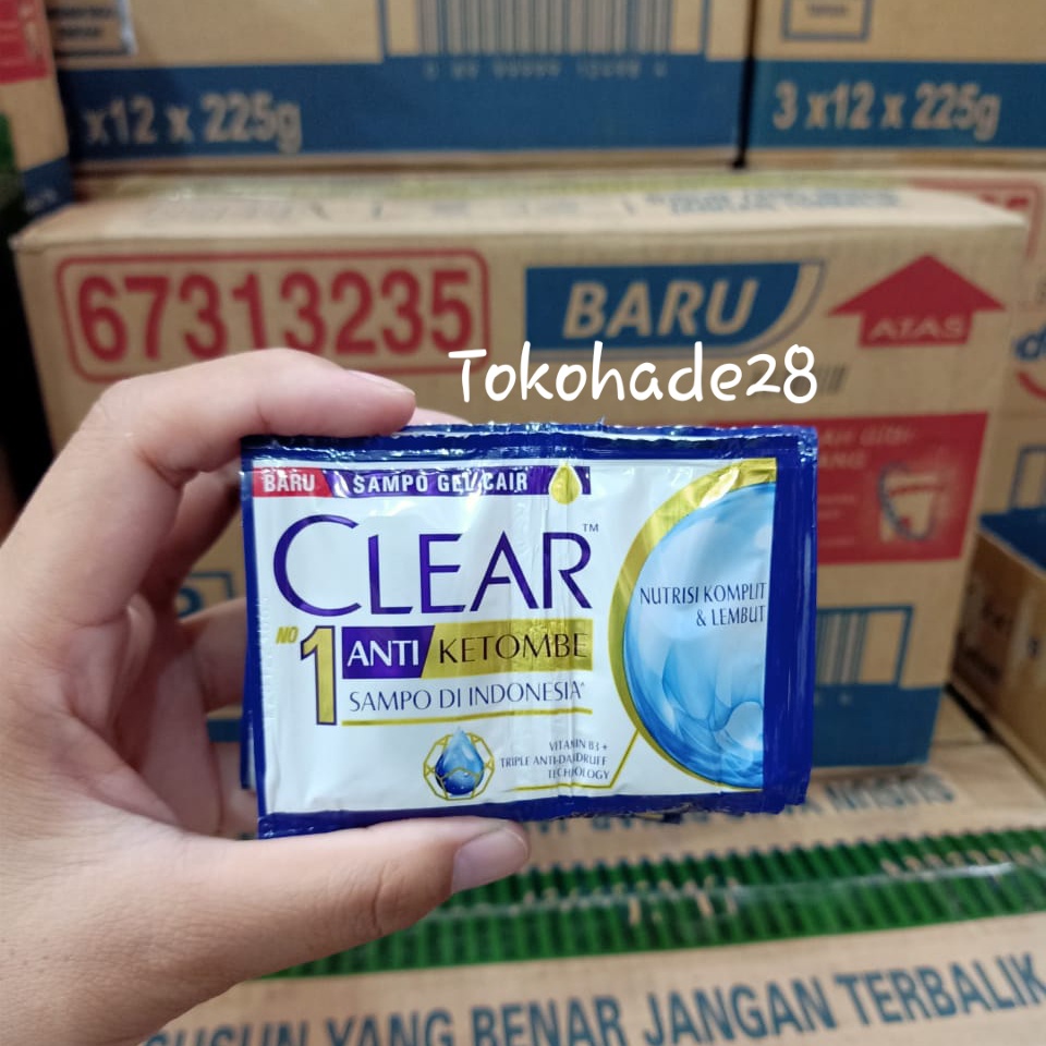 1 RENCENG Shampoo Clear Biru HIjau 9ml (2 x 4.5ml) Sampo Anti Ketombe