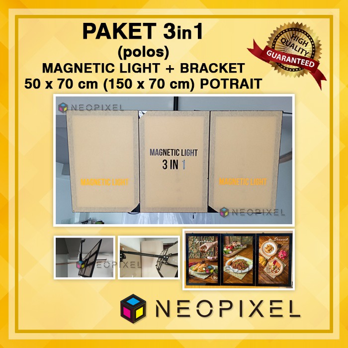 Neon box menu paket  3in1 Uk  150x70  cm – Portrait  Termasuk Bracket - LED menu cafe  TANPA visual