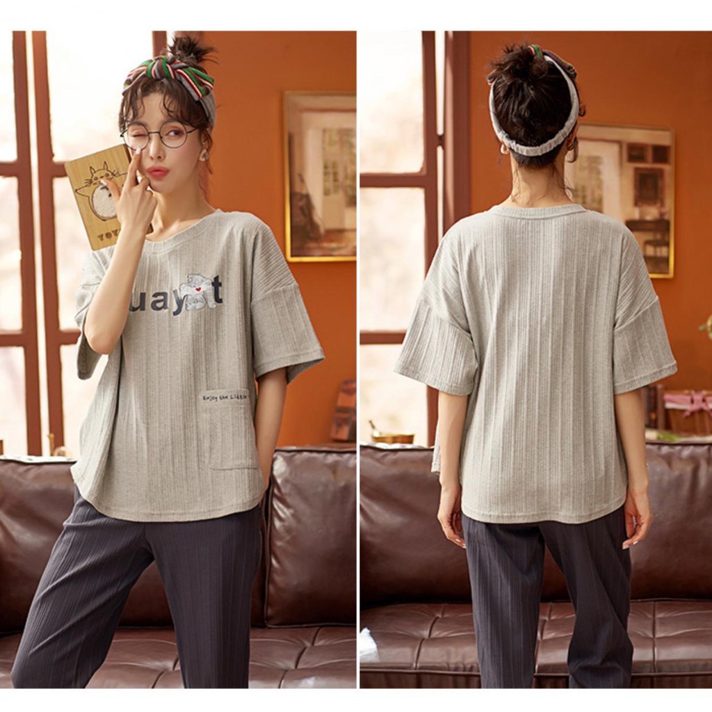 Baju Tidur Piyama Set/Piyama Wanita Import/Baju Piyama Cantik Celana Panjang/Woman Sleep Wear-4
