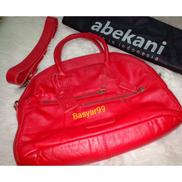 TAS KULIT ASLI BY ABEKANI TIPE ELOBY WARNA MAROON KULIT KROOM prelove vgc