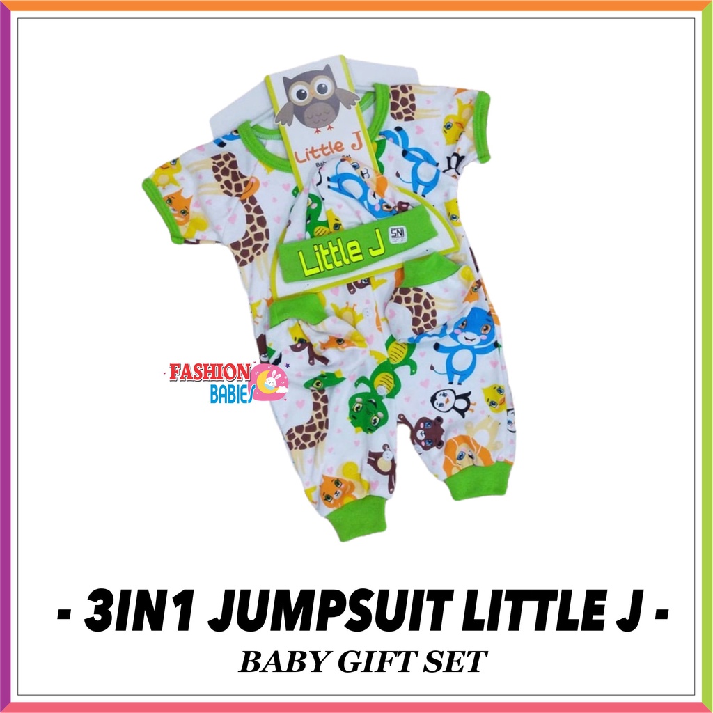 ❤ Baby Fashion ❤ LITTLE J ROMPER SET / JUMPER JUMPSUIT SET TOPI &amp; STK / BABY GIFT SET EKONOMIS