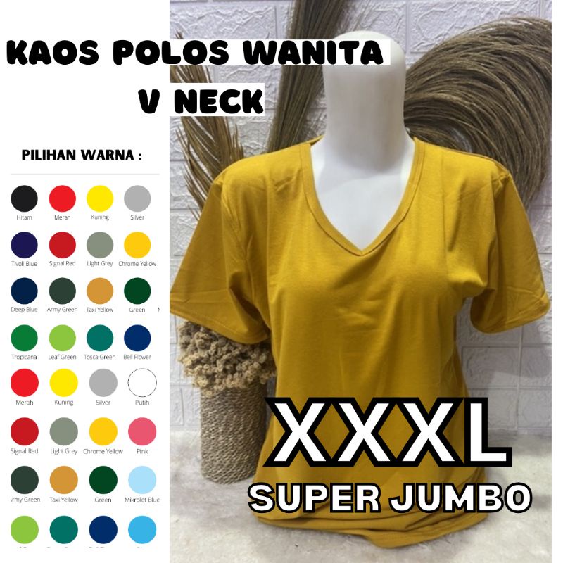 Kaos Polos Pendek V Neck Kaos Deker Pendek Kaos V neck XXXL SUPER JUMBO