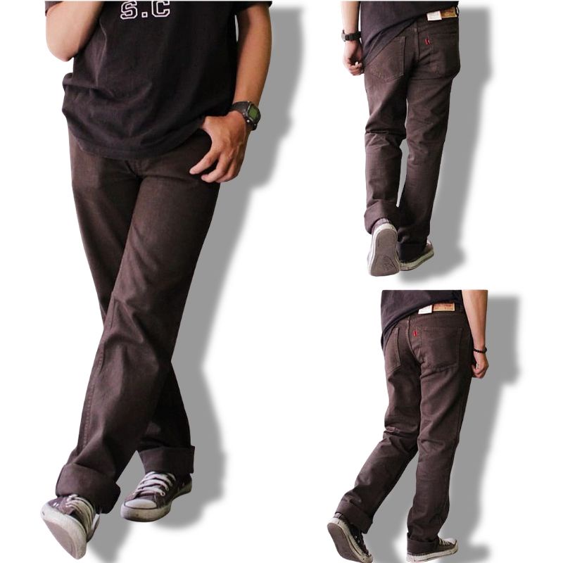 Celana jeans standar pria good quality Brown