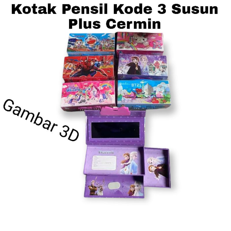 

Kotak Pensil 3 Susun Pin Karakter / Dospin 3Dimensi Holo Cermin / Kotak Pensil 3 Tingkat