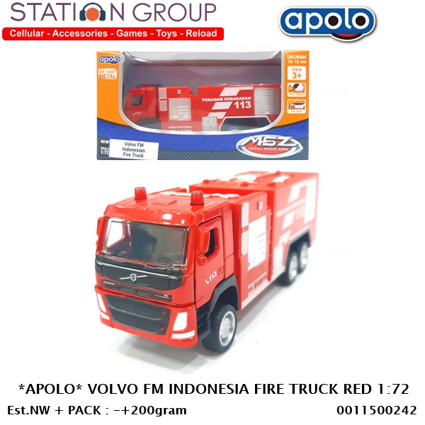 APOLO VOLVO FM INDONESIA FIRE TRUCK RED 1-72 - DIECAST
