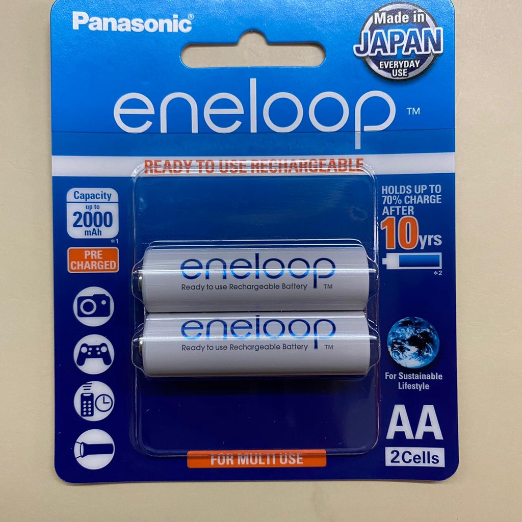 Baterai Panasonic eneloop Rechargeable Battery AA 1900mAh isi 2pcs Original Batrei Batre Cas Eneloop