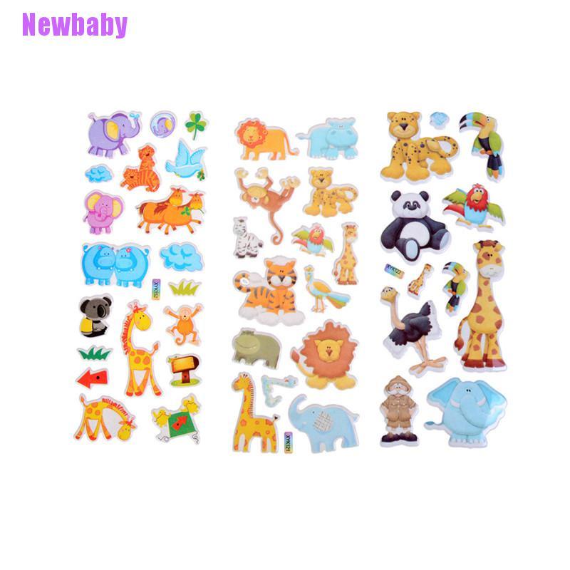 (Newbaby) Mainan Stiker 3D Motif Kartun Kebun Binatang Bahan PVC Untuk Anak Laki-Laki / Perempuan