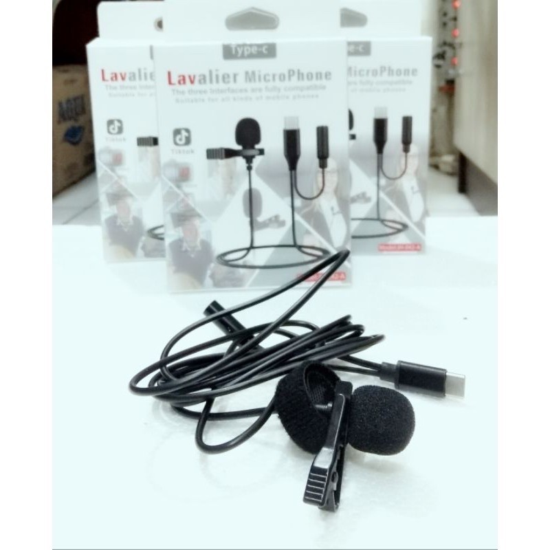 Microphone Mic Clip On Type-C + colokan female 3.5mm Lavalier JH-042-A