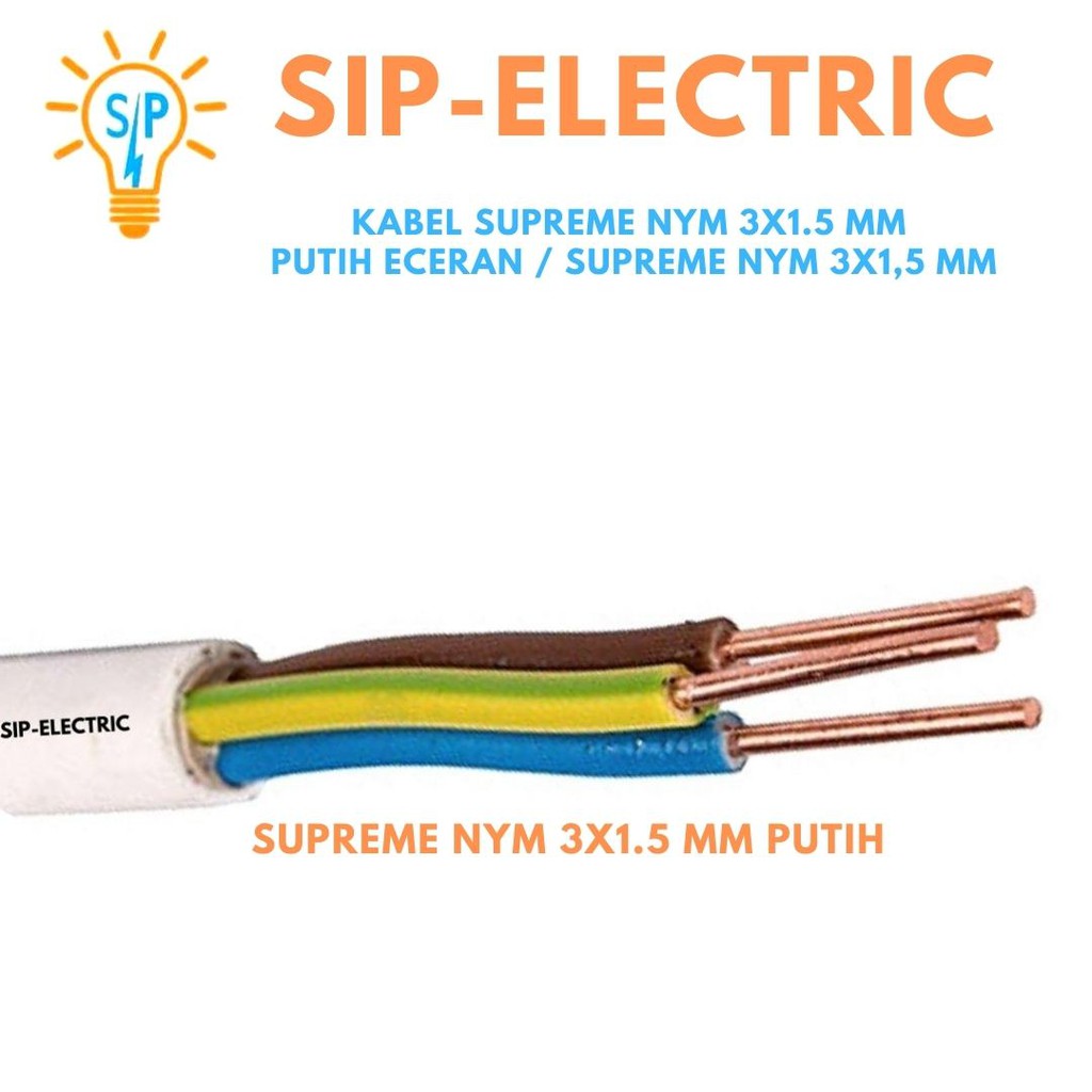 Kabel Supreme Nym 3X1.5 Mm Putih Eceran / Supreme Nym 3X1,5 Mm