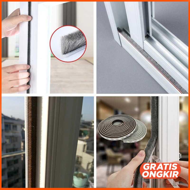 Lis Strip Pintu Brush Strip Sealing Insulation 10M 9mm