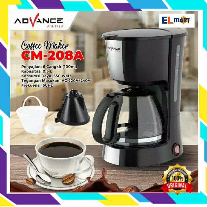 Advance Mesin Pembuat Kopi CM 208A Coffee Maker Electric 208 A 0,6L