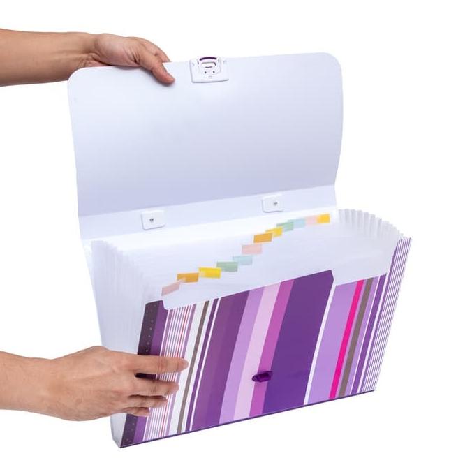 

Office & Stationery | Document Organizer | Bantex Pp Fancy Stripe Expanding File Violet 30 Pocket Folio # 3608 21 | Best Seller